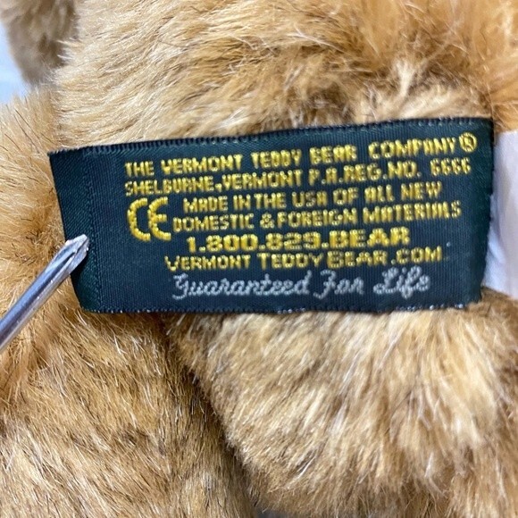 Authentic Vermont Teddy Bear Red Velvet Bow Handmade Valentine’s Day Birthday - Picture 7 of 8